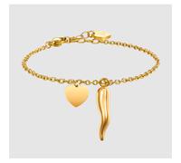 BRACCIALE DONNA IN ACCIAIO E IP GOLD CON CORNO E CUORE
