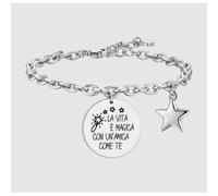 BRACCIALE DONNA IN ACCIAIO LA VITA E' MAGICA CON UN'AMICA COME TE