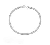 Bracciale Donna in Acciaio Resistente Snake con Catena Piattina Chiusura Moschettone Braccialetto