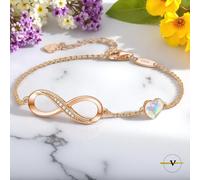 BRACCIALE DONNA IN ARGENTO 925 RODIATO ROSE GOLD INFINTO E CUORE CON ZIRCONI
