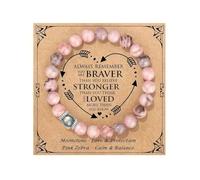Bracciale donna in diaspro zebra rosa e pietra di luna - Bracciale in pietre naturali elegante e luminoso - elastico e fatto a mano - idea regalo donna - gioiello femminile - litoterapia e minerali