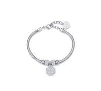 Luca Barra Bracciale da Donna Collezione Pretty Moment. Bracciale Realizzato in Acciaio con Quadrifoglio e Cristalli Bianchi. Lunghezza: 16,5 + 3 cm. La referenza è bk1940