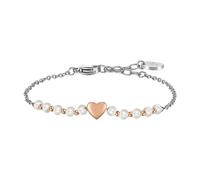 Bracciale Donna Luca Barra BK2746 In Acciaio Con Cuore Rosé E Perline Bianche