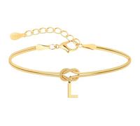 Bracciale Donna Oro Con Iniziali, Bracciale Nodo Bracciali Eternal Infinity Argento Sterling 925 Con Placcatura In Oro 14 Carati, Bracciali Donna 26 Lniziale A-Z, Regalo Signora Regalo Amica L