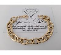 BRACCIALE Donna ORO GIALLO 18 Karati 750%/1000 CATENA Alternata Lucida Lavorata