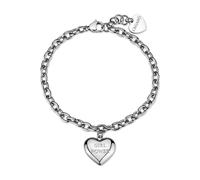 Bracciale donna Sagapo acciaio catena cuore bombato con frasi incise varianti