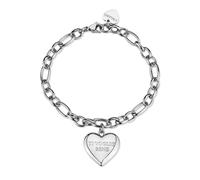 Bracciale donna Sagapo acciaio catena cuore bombato con frasi incise varianti