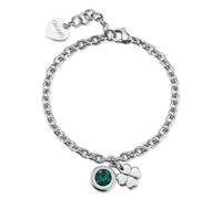 Bracciale Donna S'Agapõ Acciaio Cristallo Pendente Quadrifoglio