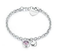 Bracciale Donna Sagapo Lucky Light Acciaio Cuore Quadrifoglio Angelo e Zircone