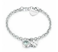 Bracciale Donna Sagapo Lucky Light Acciaio Cuore Quadrifoglio Angelo e Zircone