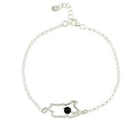 Bracciale donna Sardegna centrale in argento con pietra nera su coccu pendente