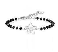Bracciale Donna Sfere Nere Acciaio Sagapo Cuore Stella Farfalla Quadrifogli Vari