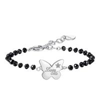 Bracciale Donna Sfere Nere Acciaio Sagapo Cuore Stella Farfalla Quadrifogli Vari