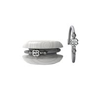 Bracciale Donna TOOLATE Caucciù con Strass e Charm, Bracciale Macaron Gioiello con Charm Cuore Stella Portafortuna - 100% Made in Italy (strass luck, argento)