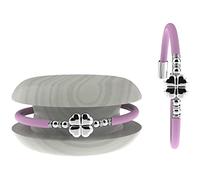 Bracciale Donna TOOLATE Caucciù con Strass e Charm, Bracciale Macaron Mignon Gioiello con Charm Cuore Stella Portafortuna - 100% Made in Italy (love, rosa)