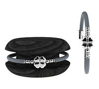 Bracciale Donna TOOLATE Caucciù con Strass e Charm, Bracciale Macaron Mignon Gioiello con Charm Cuore Stella Portafortuna - 100% Made in Italy (luck, argento)