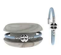 Bracciale Donna TOOLATE Caucciù con Strass e Charm, Bracciale Macaron Mignon Gioiello con Charm Cuore Stella Portafortuna - 100% Made in Italy (luck, azzurro)