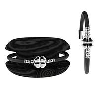 Bracciale Donna TOOLATE Caucciù con Strass e Charm, Bracciale Macaron Mignon Gioiello con Charm Cuore Stella Portafortuna - 100% Made in Italy (luck, nero)