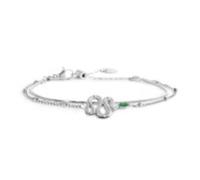 Bracciale doppia catena con serpente e zircone