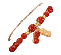 Bracciale doppia catena giada imitazione braccialetto retrò elegante gioielli a mano femminile adolescenti ragazzi orologio, Misura unica, Vetro, Nessuna pietra preziosa