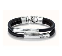 Bracciale doppio cuoio marrone con due tubi placcata argento sterling