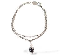 Bracciale Doppio Filo da Donna Ojos de Jana in Acciaio con Charm Perla e Coccu