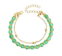 Bracciale doppio strato in perle di pietra naturale per donne orologio da uomo cinturino in pelle nera, Taglia unica, Plastica, Nessuna pietra preziosa