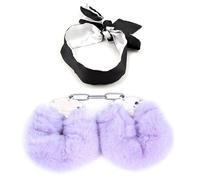 Bracciale e cavigliera in pelle morbida regolabile viola con ganci a catena in metallo per donne/uomini Accessori Cosplay (Acciaio inossidabile)