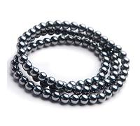 Bracciale elasticizzato a tre giri con pietra preziosa naturale ematite onda Terahertz naturale, perline rotonde, 6 mm
