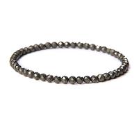 Bracciale Elasticizzato Con Perline Di Pirite Nera In Pietra Naturale - Braccialetto Etnico Vintage Con Pietre Preziose Rotonde Sfaccettate, Ciondolo Gioielli Regalo Unisex Novità Accessori Ornament