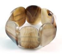 Bracciale Elasticizzato doppio elastico in Agata Marrone Ovale. Made in Italy