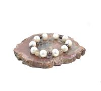 Bracciale Elasticizzato in Perle, Quarzo Rutilato e Granato. Made in Italy