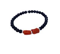 BRACCIALE ELASTICO 2 PIETRE CORALLO ROSSO E ARGENTO VARI TIPI