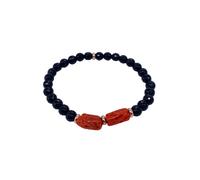 BRACCIALE ELASTICO 2 PIETRE CORALLO ROSSO E ARGENTO VARI TIPI