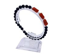 BRACCIALE ELASTICO 3 PIETRE CORALLO ROSSO E ARGENTO VARI TIPI
