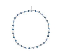 Bracciale Elastico Agata Blu Argento Sterling 925 Impilabile Perline - Silverly