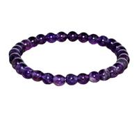Bracciale elastico con perle di ametista naturale da 6 mm a taglio liscio, pietra preziosa di forma rotonda, colore viola, lunghezza 7 pollici, cinturino estensibile per polso unisex, |L_STBC_00375