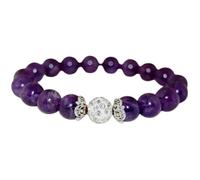 Bracciale elastico con perle di ametista naturale da 8 mm a taglio liscio, pietra preziosa di forma rotonda, colore viola, lunghezza 7 pollici, cinturino estensibile per polso unisex, |L_STBC_00433