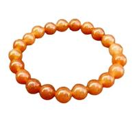 Bracciale elastico con perle di avventurina arancione naturale da 8 mm a taglio liscio, forma rotonda, colore arancione, lunghezza 7 pollici, ideale come regalo unisex e portafortuna |L_STBC_00128_7