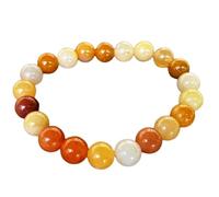 Bracciale elastico con perle di avventurina arancione naturale da 8 mm a taglio liscio, forma rotonda, multicolore, lunghezza 7 pollici, ideale come regalo unisex e portafortuna |L_STBC_00129_7.5