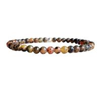 Bracciale elastico con perle di opale dendritico africano naturale da 6 mm a taglio liscio, forma rotonda, multicolore, lunghezza 7 pollici, ideale come regalo unisex e portafortuna |L_STBC_00149_7.5