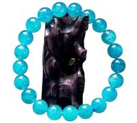 Bracciale elastico con perle di quarzo amazzonite naturale da 8 mm a taglio liscio, forma rotonda, colore blu, lunghezza 7 pollici, ideale come regalo unisex per la e portafortuna |L_STBC_00270