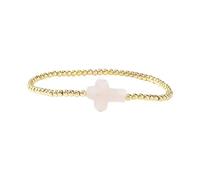 Bracciale elastico con perle d'oro con design a croci, simboleggia la protezione e la credenza per l'uso quotidiano o un regalo speciale per adulti, Taglia unica, come descritto