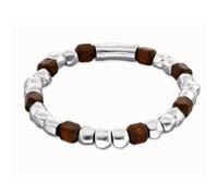 Bracciale elastico con perline in argento e legno