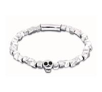 Bracciale elastico con perline in argento e particolare a forma di teschio
