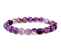 Bracciale elastico con perline lisce di ametista rosa naturale da 10 mm, forma a ciottolo, colore rosa, lunghezza 7 pollici, ideale come regalo unisex per la e come portafortuna |L_STBC_00336_7.5