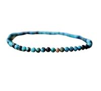 Bracciale elastico con perline lisce di turchese africano naturale da 3 mm, forma rotonda, colore blu, lunghezza 7 pollici, ideale come regalo unisex per la e come portafortuna |L_STBC_00185_7