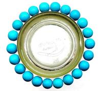 Bracciale elastico con perline lisce di turchese americano naturale da 8 mm, forma rotonda, colore blu, lunghezza 7 pollici, ideale come regalo unisex per la e come portafortuna |L_STBC_00305_8
