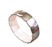 Bracciale elastico con perline quadrate di conchiglia di abalone, braccialetto elastico da donna, bracciale elastico for adolescenti, amicizia, compleanno, matrimonio, gioielli ( Color : Black Shell )