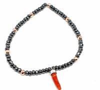 BRACCIALE ELASTICO EMATITE E CIONDOLO IN CORALLO VARI TIPI